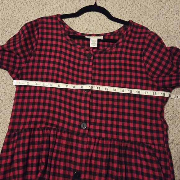 Vintage The Vermont Country Store Buffalo Check Plaid Flannel Dress Red Medium - Picture 7 of 9